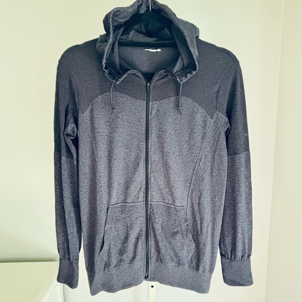 Nike Dri-Fit Sheer Shoulder Zip Up Hoodie, Gray, Size Small